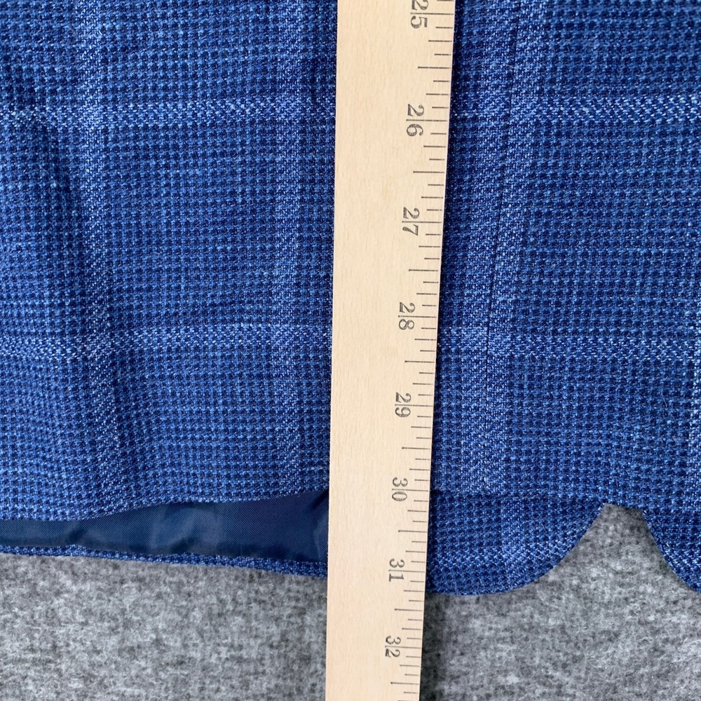 Ermenegildo Zegna Blazer Jacket Men 50R Silk Flax Blue Windowpane Sport Coat - Picture 13 of 16
